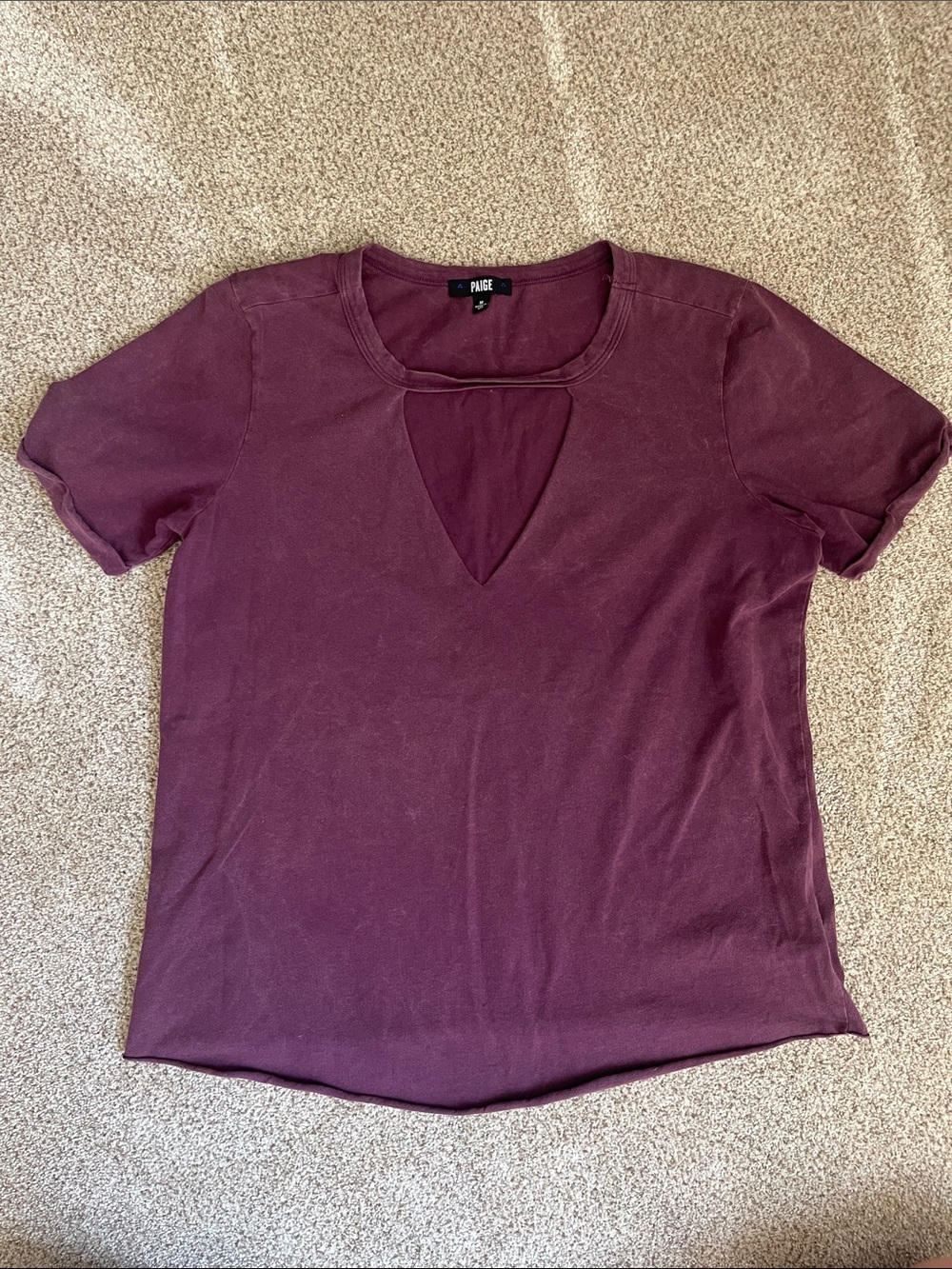 PAIGE Short Sleeve Keyhole Top in Deep Burgundy